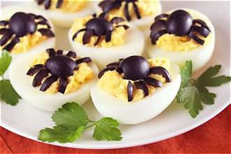 Spider deviled eggs